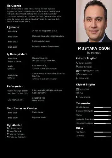 İç Mimar örnek cv indir